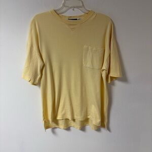 Mark Shale mens short sleeve shirt lemon yellow cotton Medium